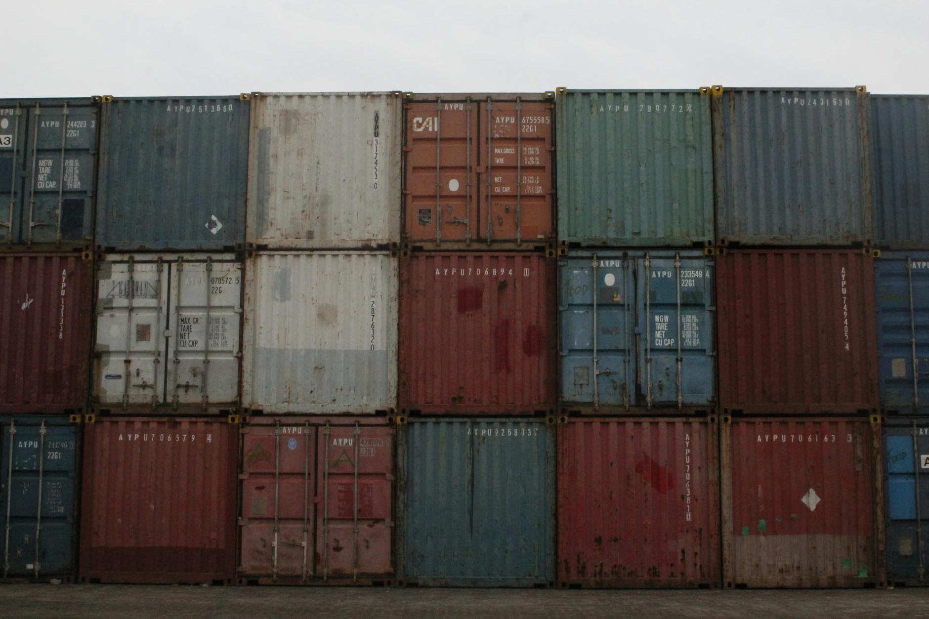 stack of intermodal containers